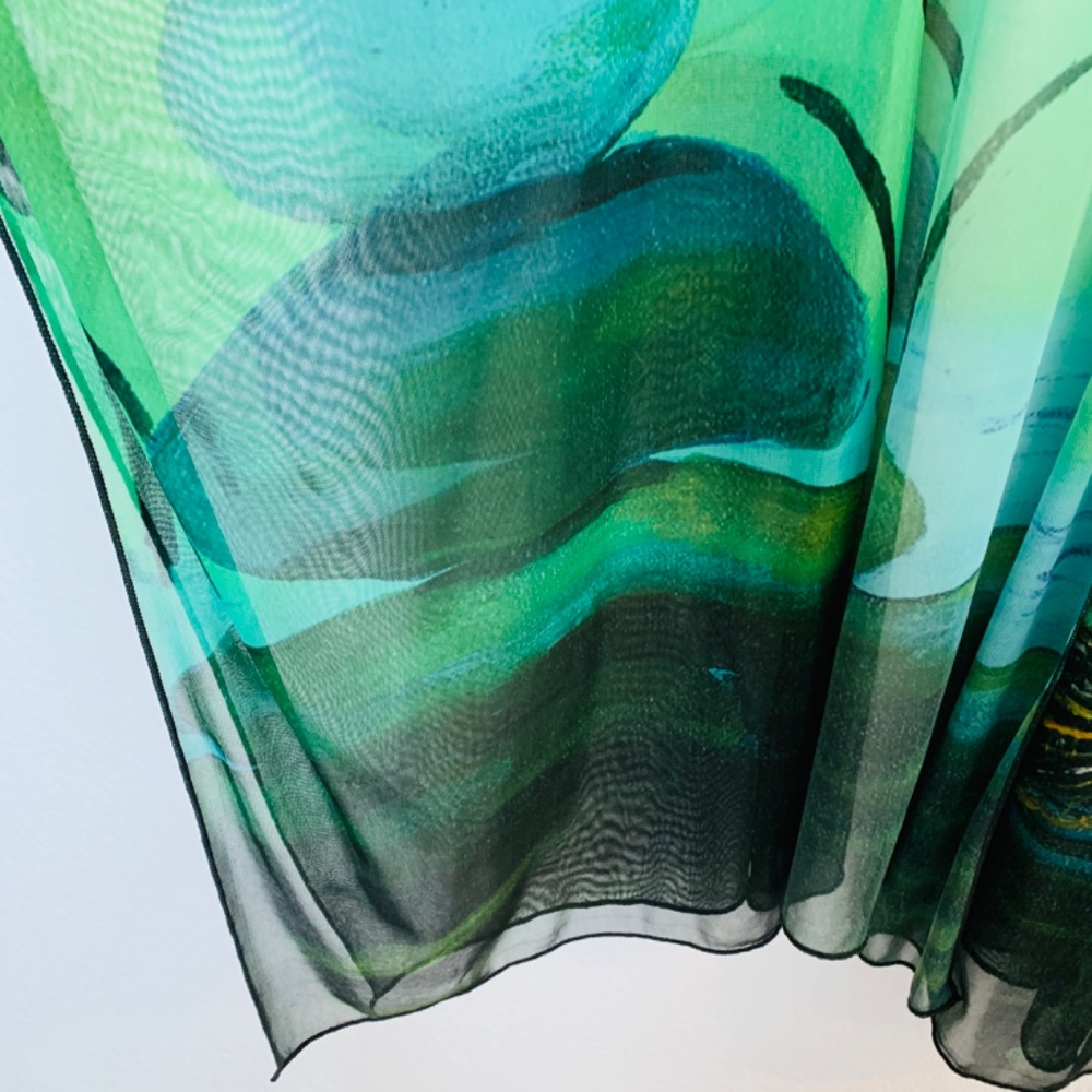Le Galeriste Kimono Dragonfly Print Womens One Size Green Open Front Artsy Sheer - Picture 5 of 16